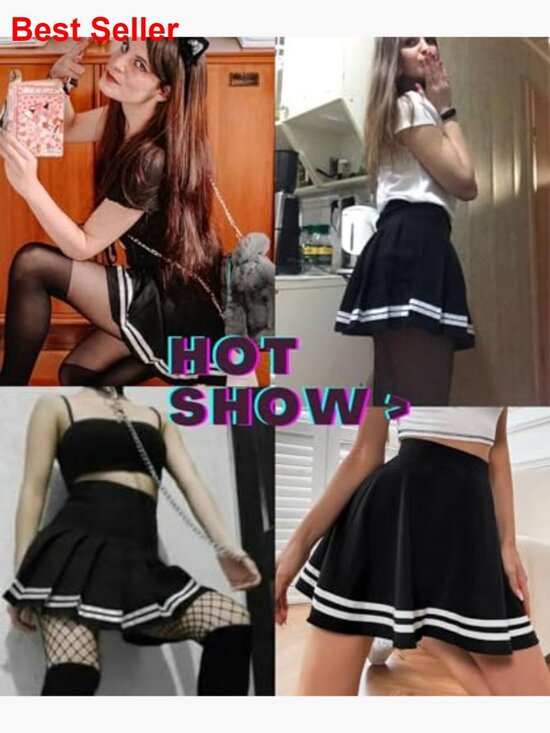 Pleated Mini Skirt with Elastic High Waist, Recycled Material - Picture 6 of 7